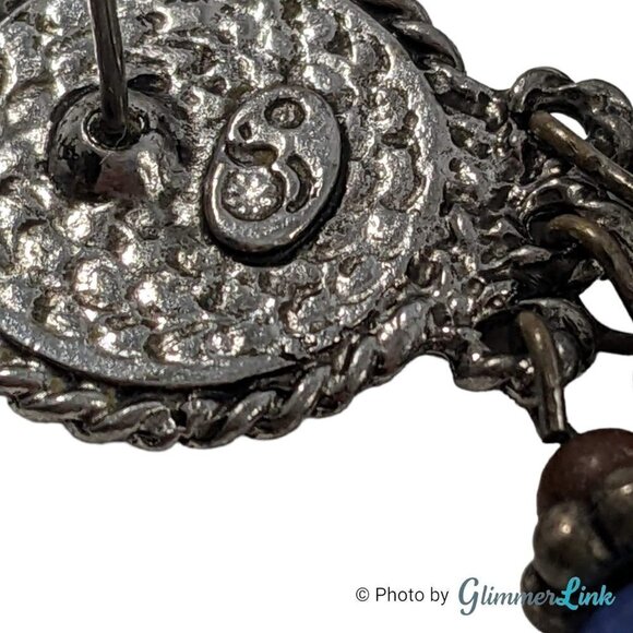 Vintage Oops A Daisy Brown Enamel Blue Beads Ornate Heart Tribal Southwestern St - Picture 7 of 10